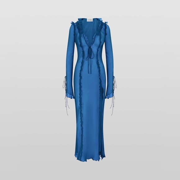 Rat & Boa Cobalt Blue Farretti sheer maxi dress L - Picture 3 of 12